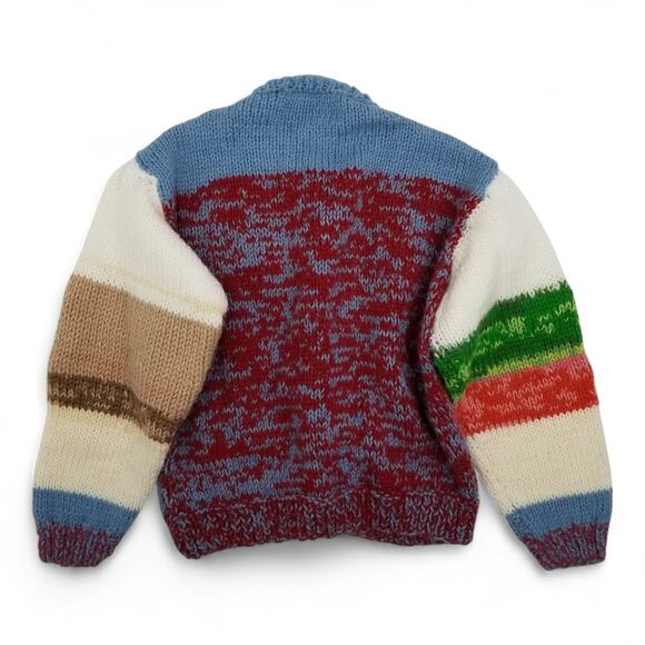 Handknit Cardigan Sweater Kids Colorful Balloons Stripes Soft Fastener/Buttons - Picture 2 of 7